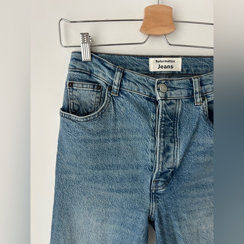 reformation jeans maya Blue high rise skinny button - Picture 3 of 11